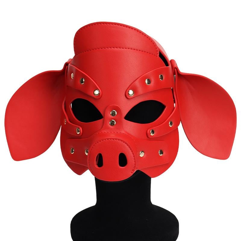 Маска БДСМ голова свиньи Leather Pig Mask Red (1000062518)