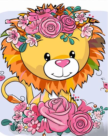 Картина по номерам Стратег Лев в цветочках ss6717 30x40 см (MTT-167852)
