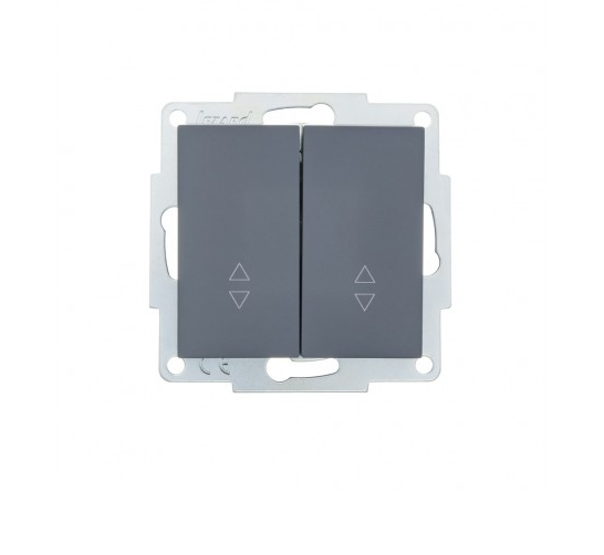 Выключатель двухклавишный Lezard Vesna проходной Шеффилд Грей (26652758)