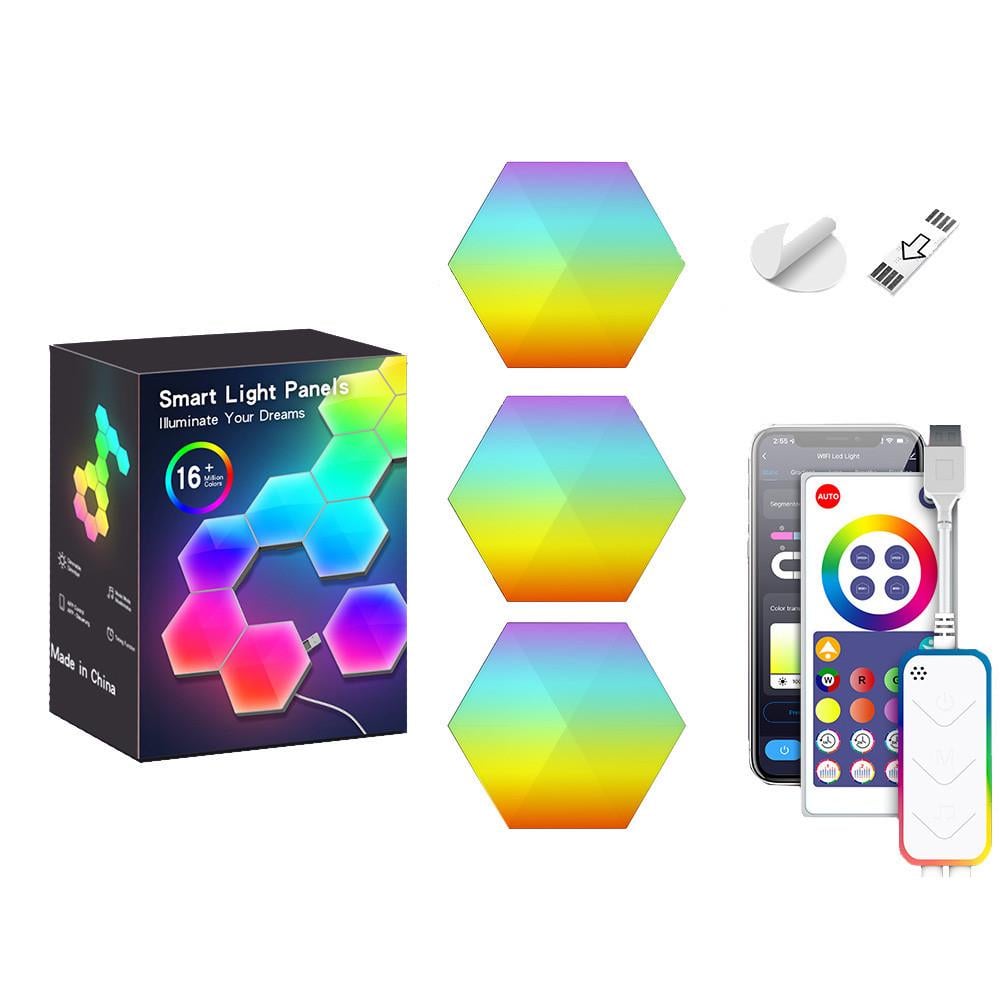 Настенный светильник RGB модульный Соты 15 шт. с пультом и мобильным приложением Wi-Fi (34629941)