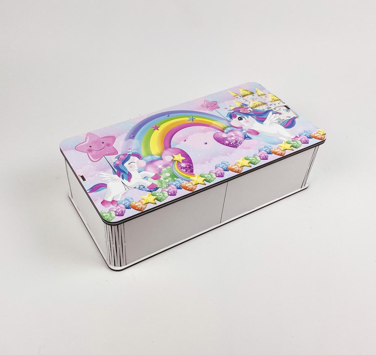 Коробка прямокутна "Єдинороги" 5 Білий (5032)