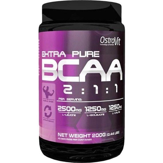 Амінокислота BCAA для спорту OstroVit Extra Pure BCAA 2:1:1 200 g /40 servings/ Orange - фото 1