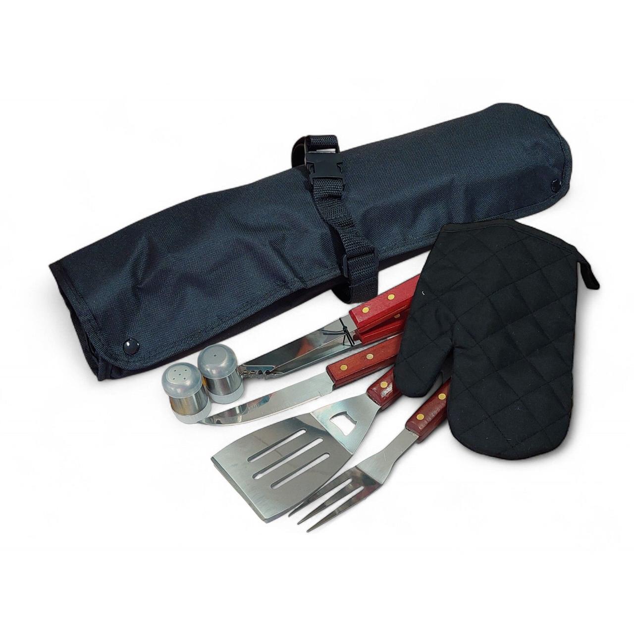 Набір барбекю A-Plus 8536 Фартух з дерев'яними ручками в чохлі 8 предметів (205511-8536)