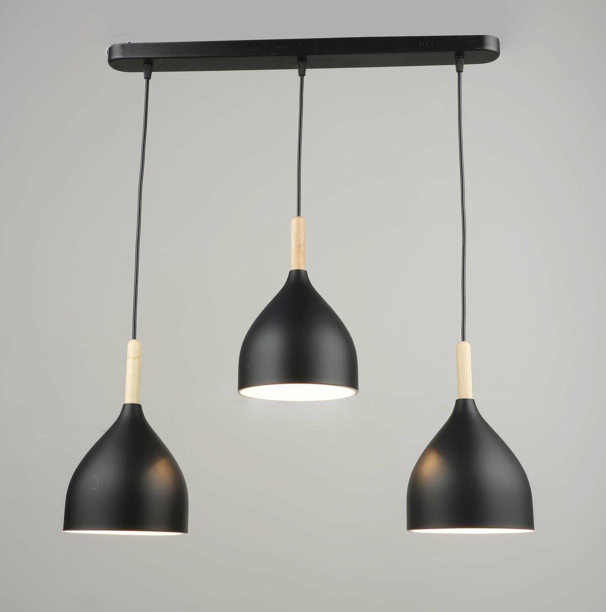 Підвісний світильник на три металеві плафони на планці Sirius B N5656/3H Чорний