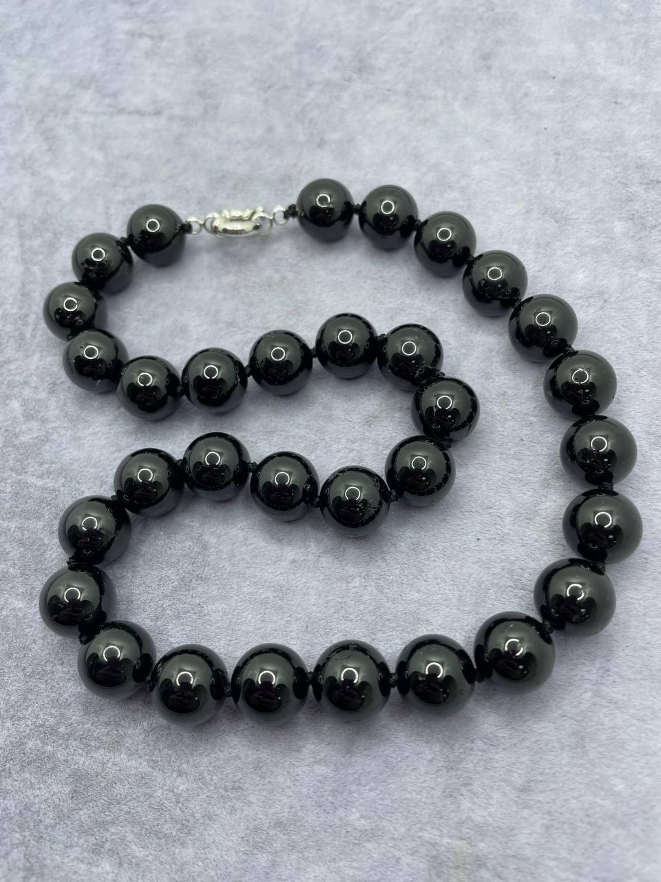 Бусы турмалин Шерл 10 мм Черный (375)