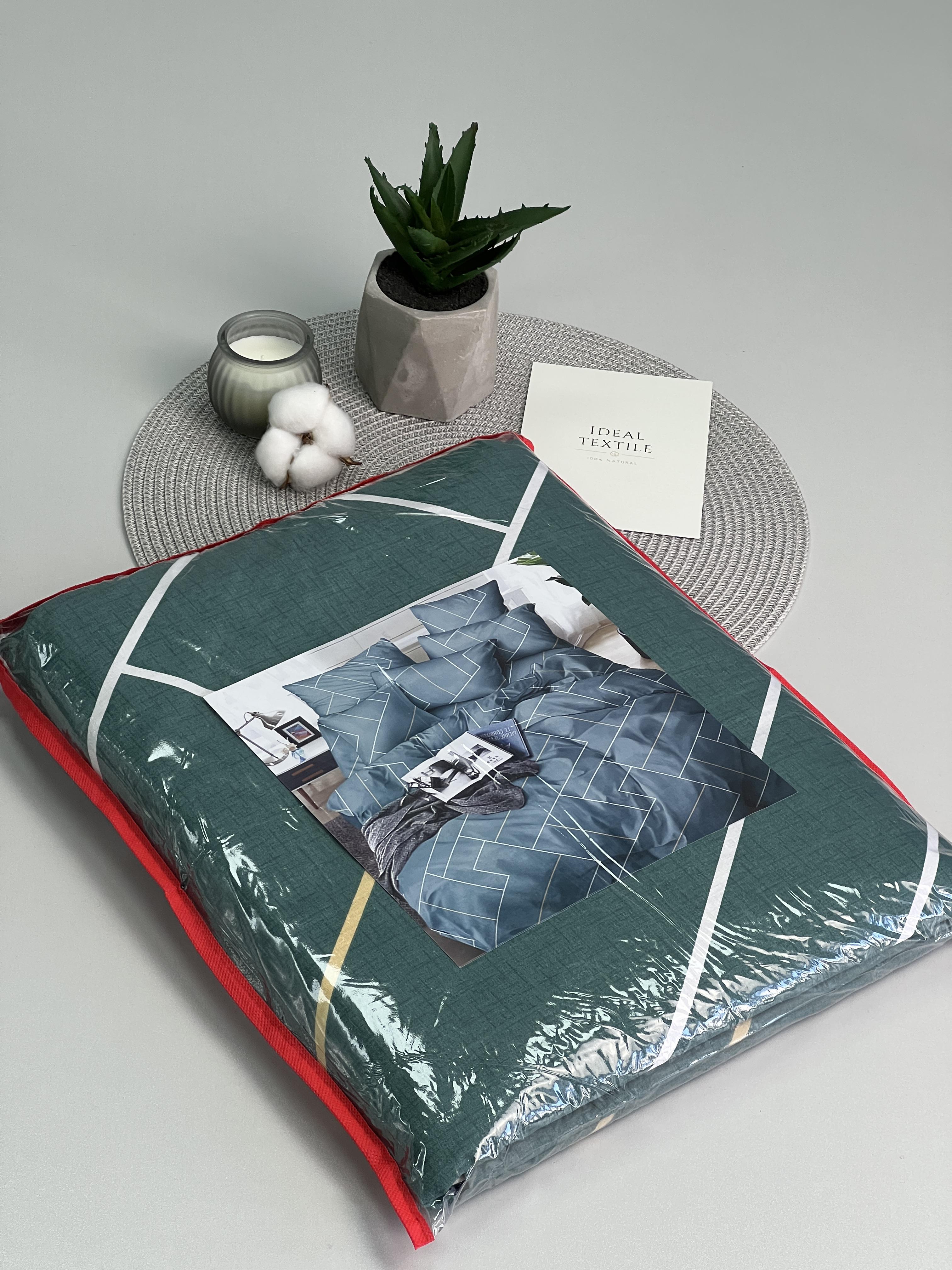 Комплект постельного белья Ideal Textile двуспальный евро бязь с геометрическим принтом Изумрудно-бирюзовый - фото 6 Комплект постельного белья Ideal Textile двуспальный евро бязь с геометрическим принтом Изумрудно-бирюзовый - фото 6