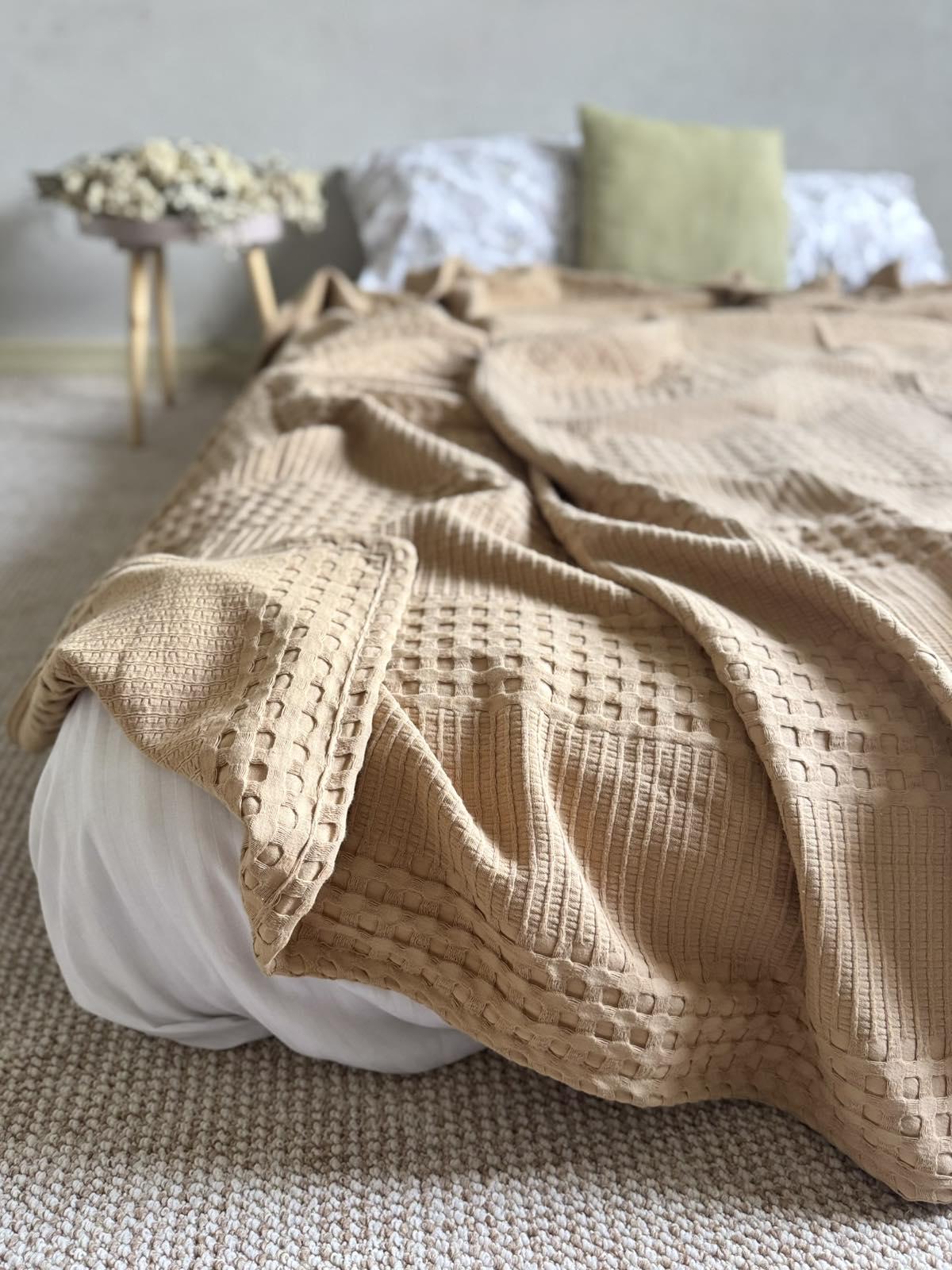 Покрывало вафельное ZEINTEX Марокко хлопковое 180х220 см Карамельный (26425776) - фото 6 Покрывало вафельное ZEINTEX Марокко хлопковое 180х220 см Карамельный (26425776) - фото 6