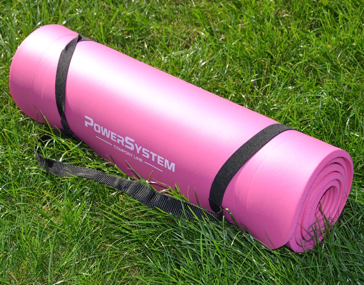 Коврик для йоги и фитнеса Power System PS-4017 NBR Fitness Yoga Mat Plus Pink 180х61х1 см (15272634) - фото 8