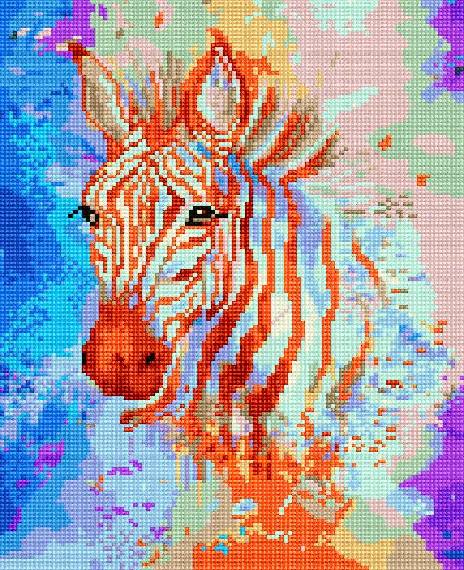 Алмазная мозаика Никитошка Яркая зебра 30x40 см (EJ1101)