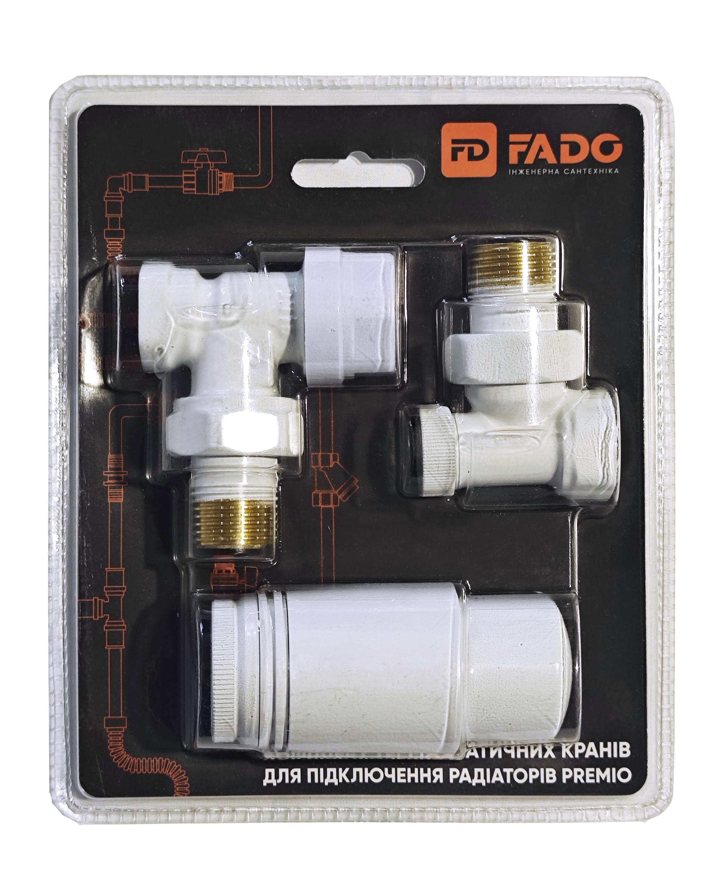 Комплект термостатичний FADO Premio 1/2" ВЗ кутовий Білий (FD-KTS01W)