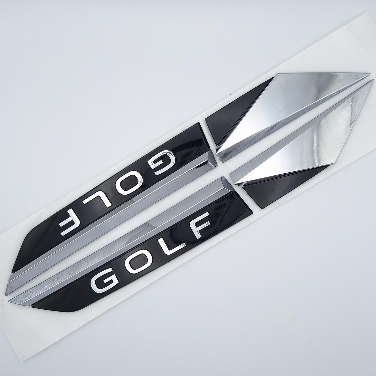 Эмблема на крылья Golf Volkswagen ABS 25,5х3 см Хром/Черный глянцевый (2503659871)