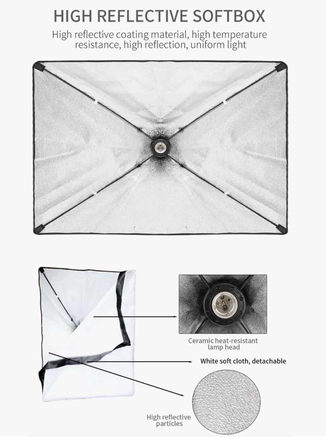 Софтбокс 55х70 см та штатив 2,1 м постійне студійне світло - фото 4