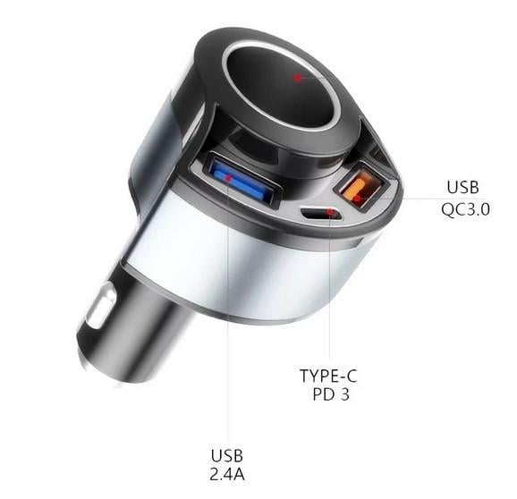 Розгалужувач прикурювача 2хUSB 3,1A/Type-C/гніздо 12-24V (2139092766) - фото 2