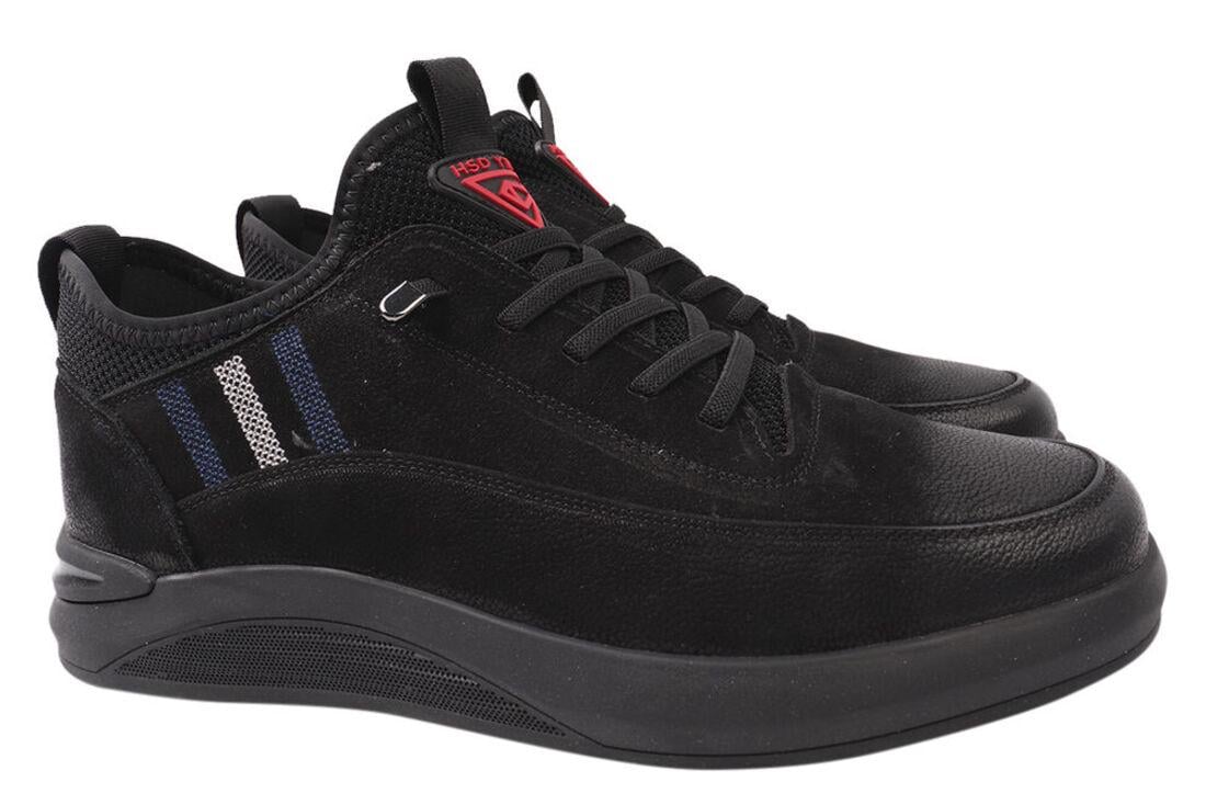 Кеды мужские Berisstini из кожи-нубука на низком ходу на шнуровке р. 40 Черный (17-21DTC)