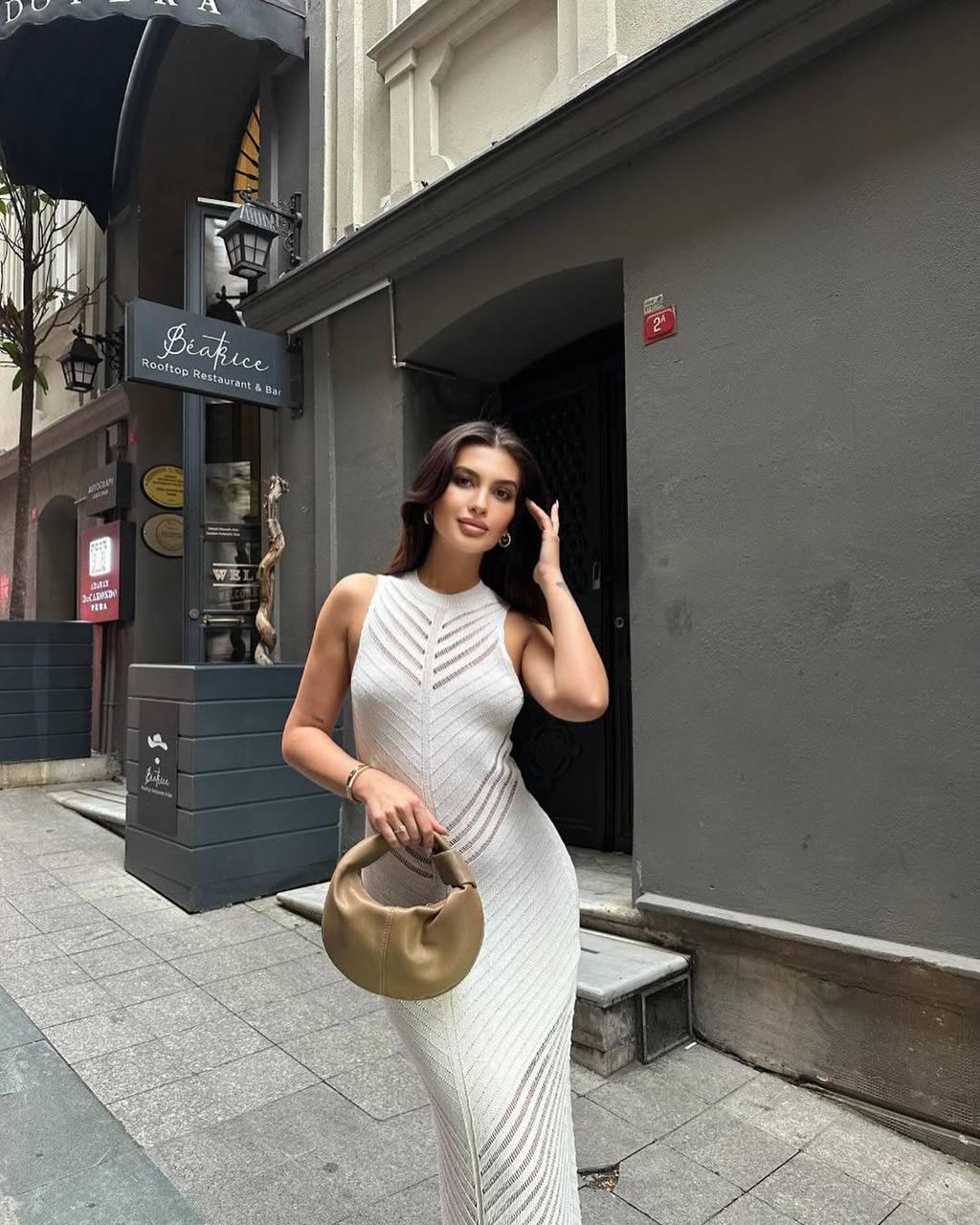 Сукня жіноча в'язана S-L Молочний - фото 7