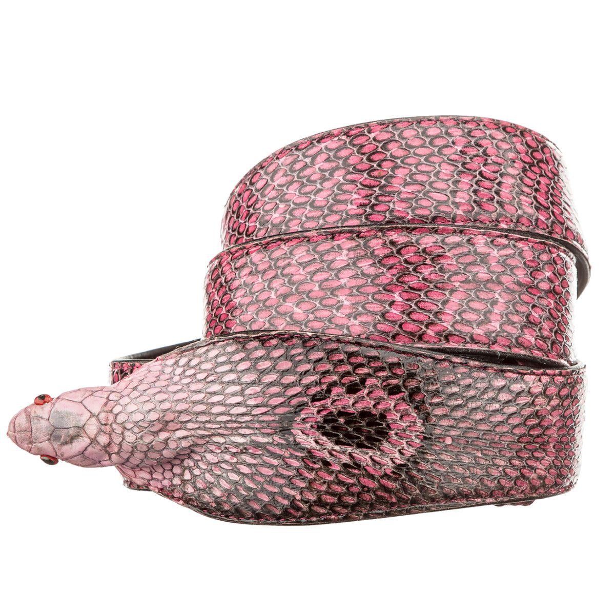 Ремень Snake leather 18592 из натуральной кожи кобры Розовый