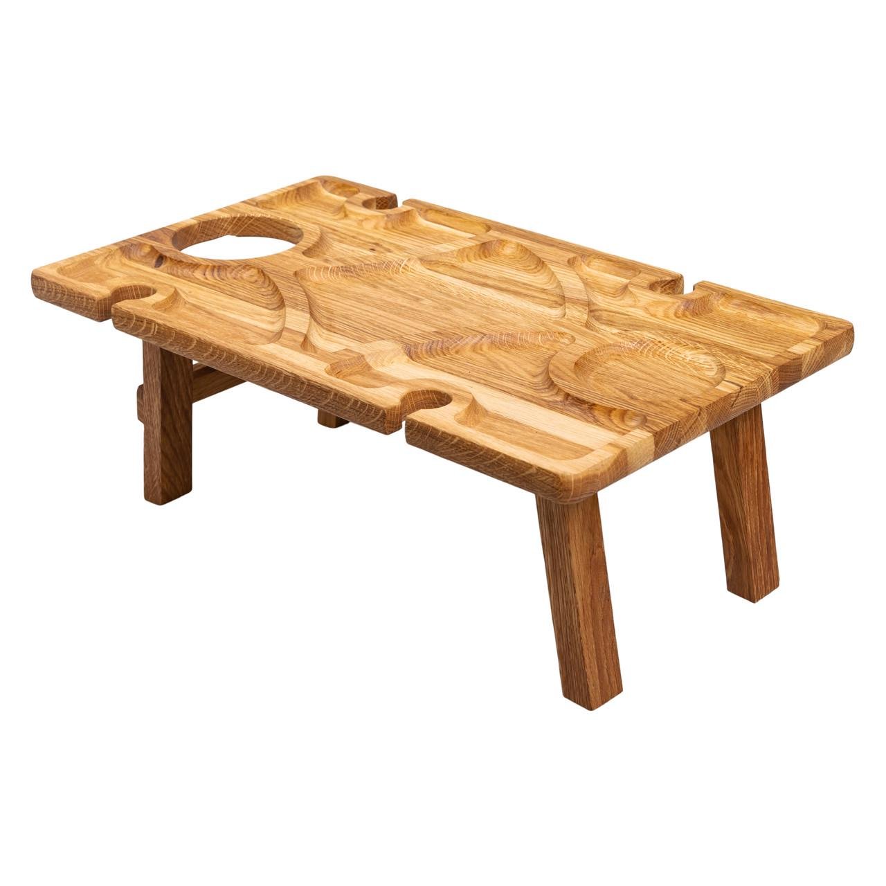 Столик-мєнажниця винний з дерева прямокутний на ніжках дуб 50x30 см (5661)