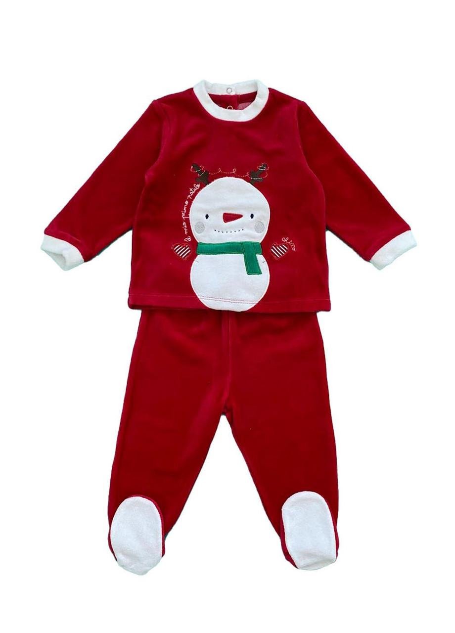 Костюм детский Chicco со снеговиком велюровый 9-12 мес. 80 см Красный (2081861436)