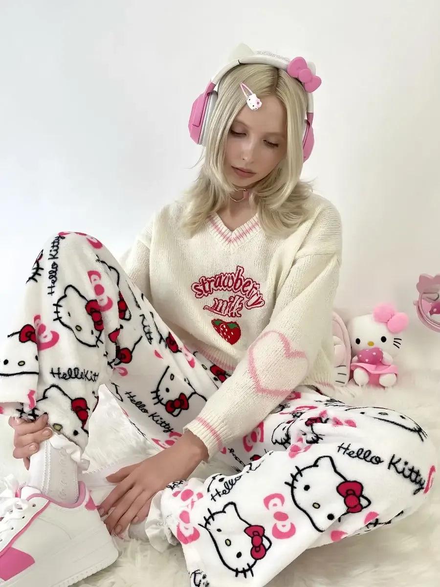 Брюки пижамные женские с принтом Hello Kitty L (10291) - фото 5