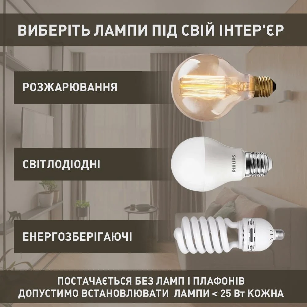 Люстра ESLLSE YORK R 510x380 мм на 6 ламп E27 Чорний (10468) - фото 5