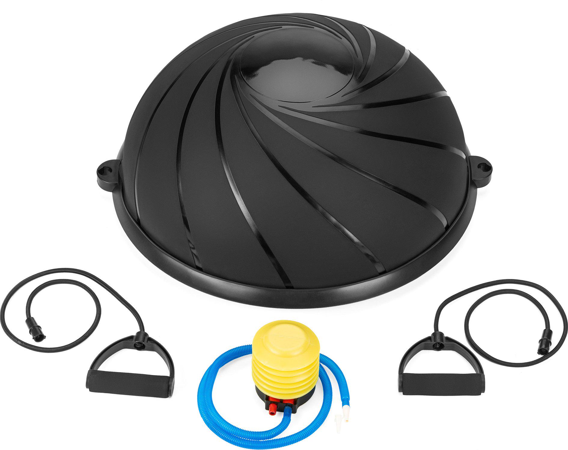 Балансувальна півсфера Gymtek Flex Core Half Ball з еспандерами та насосом 58 см Чорний (30496557)