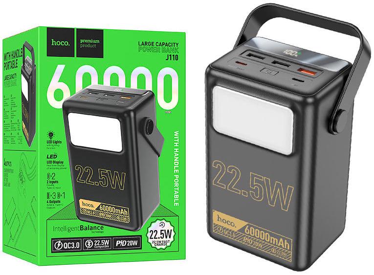 Зовнішній акумулятор Hoco J110 22,5W QC3.0/PD20W/LED Light 60000mAh Black (39283)