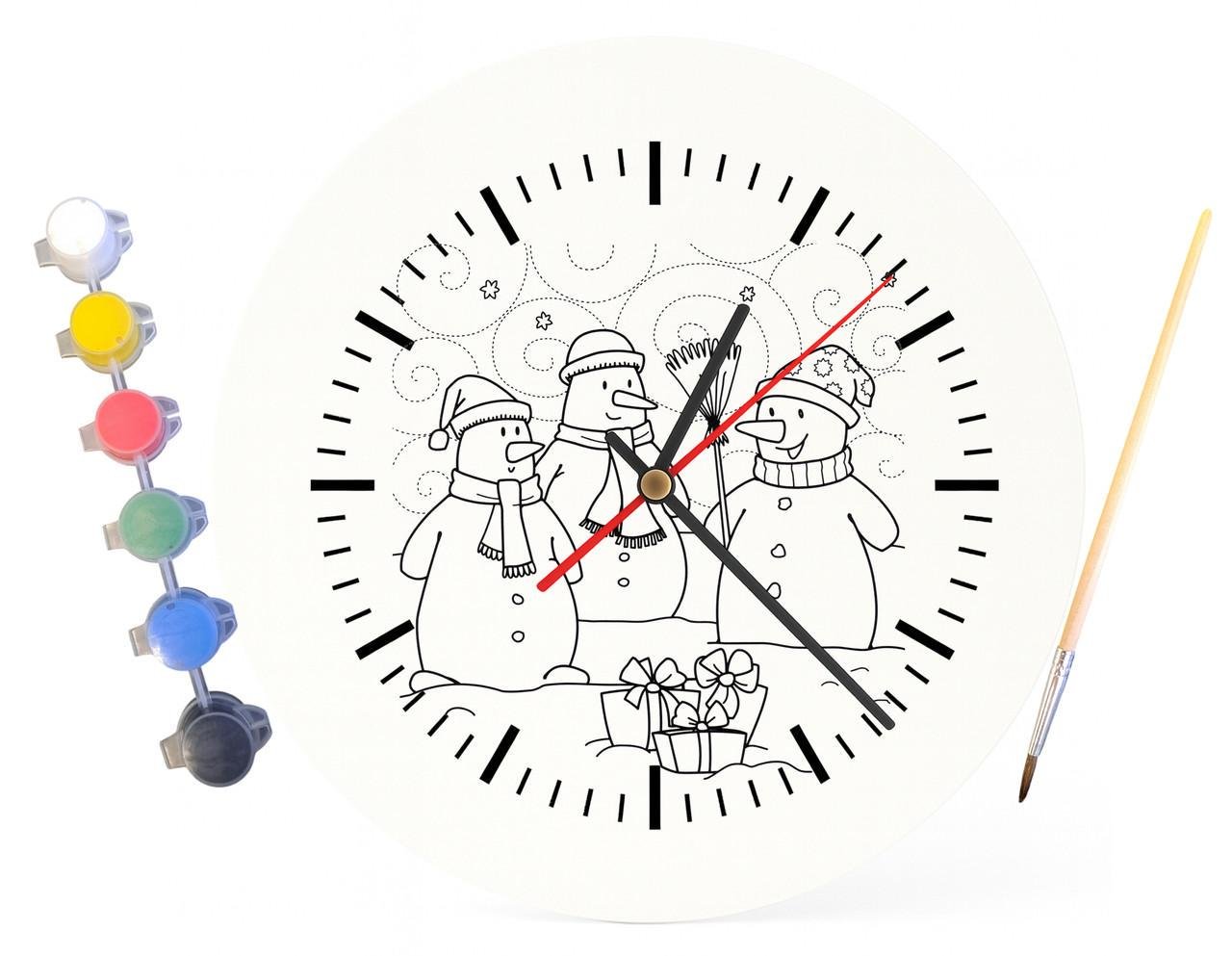 Детский набор для творчества часы раскраска Рождественские снеговики 30 см (Г0069) - фото 4 Детский набор для творчества часы раскраска Рождественские снеговики 30 см (Г0069) - фото 4