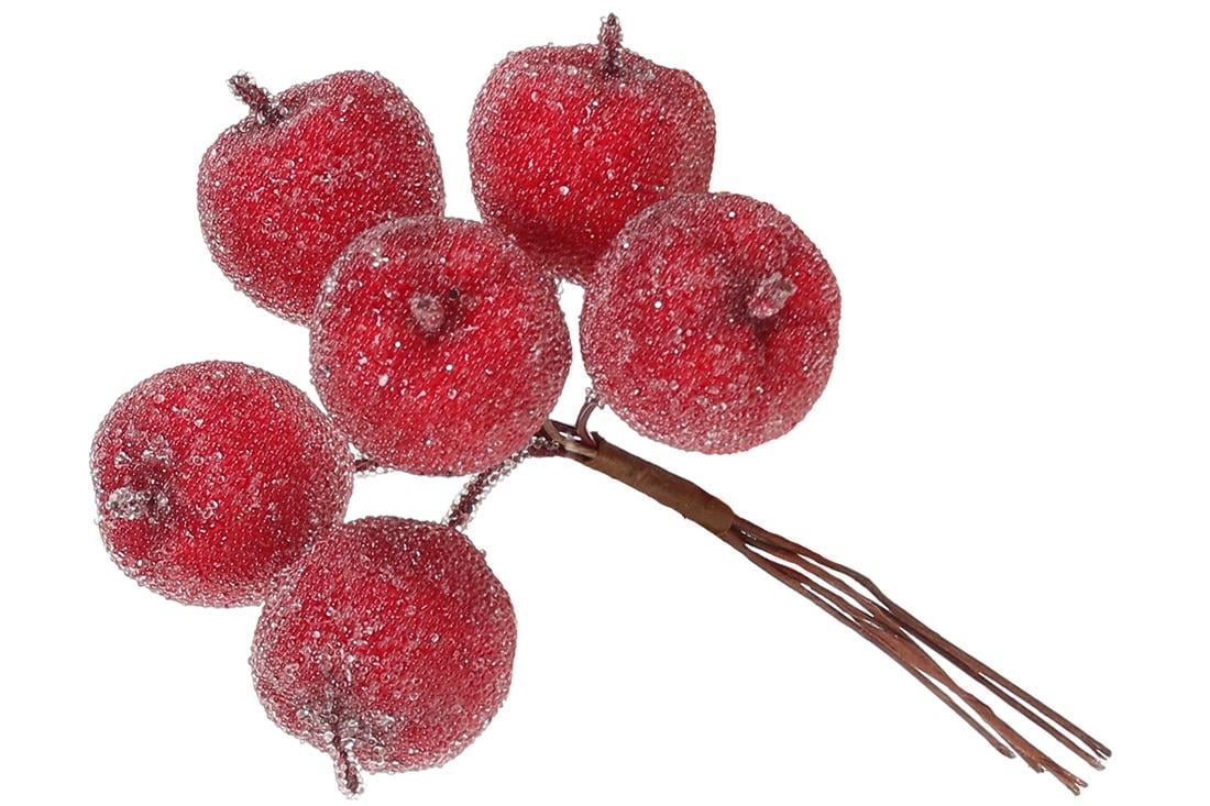 Декоративний букетик яблук Bonadi 6 шт. 12 см Цукровий червоний (839-091)