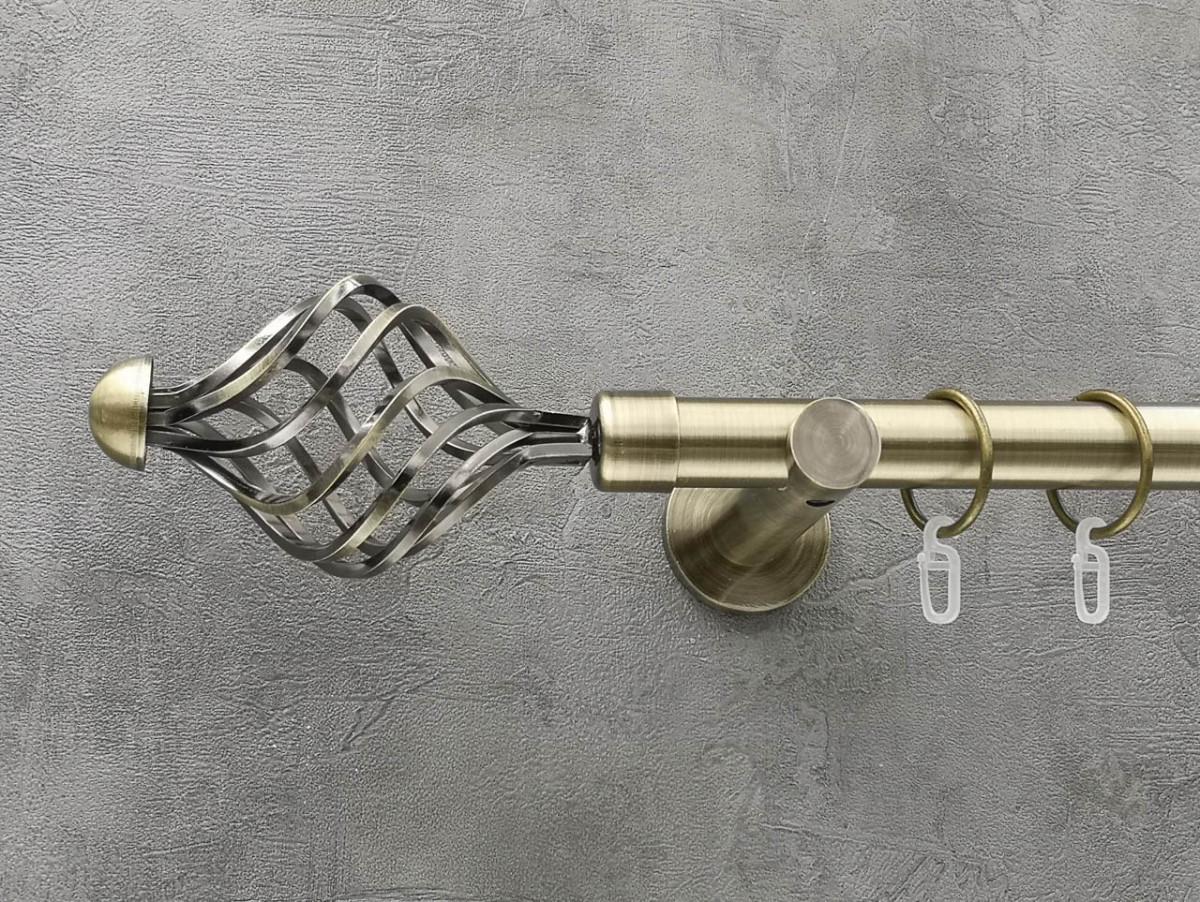 Карниз Quadrum Арезо гладкая штанга одинарный универсальный 25 мм 320 см Антик (262040616)