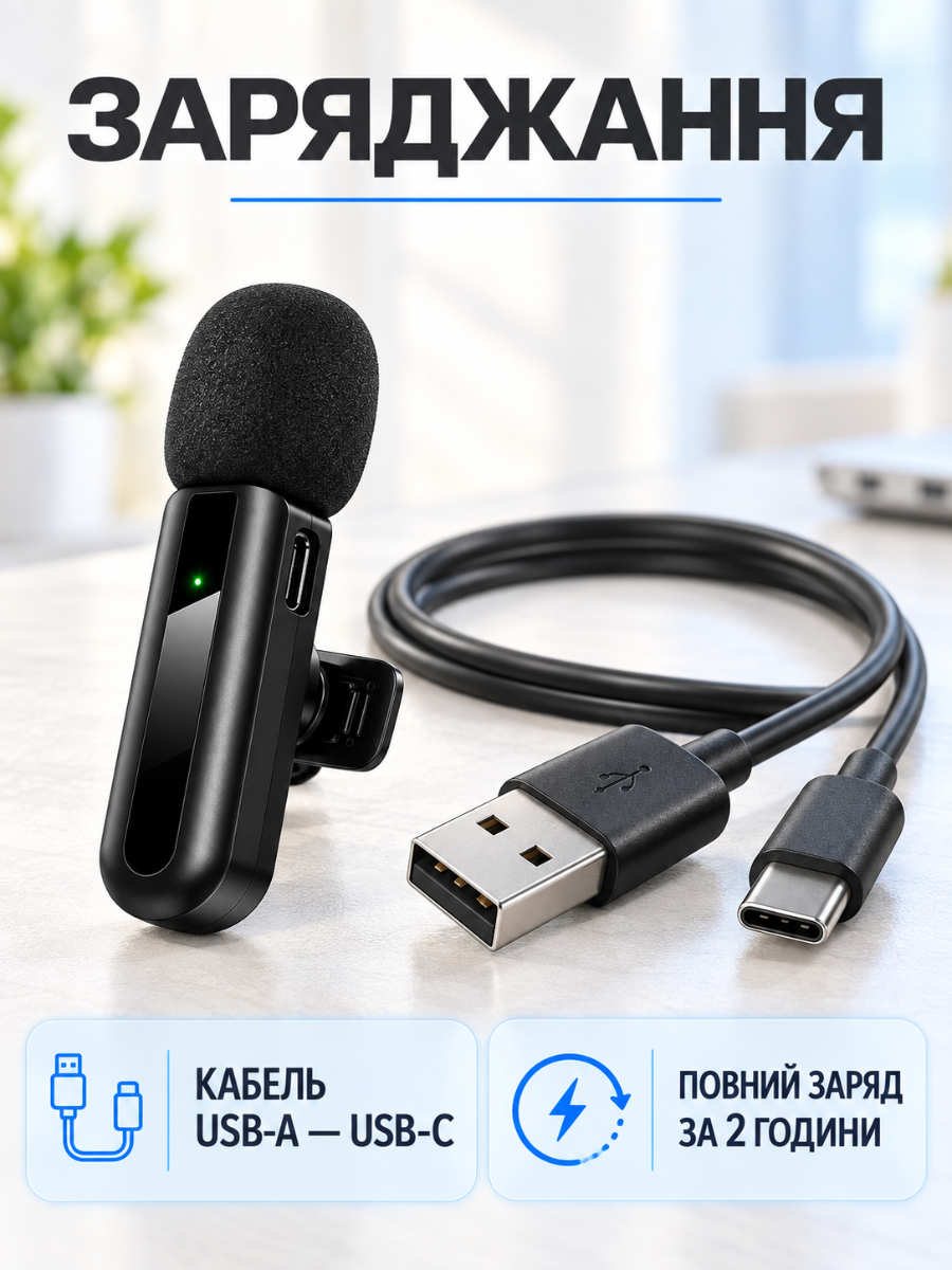 Микрофон петличный Lightning для iPhone беспроводной Черный (37261569) - фото 7 Микрофон петличный Lightning для iPhone беспроводной Черный (37261569) - фото 7