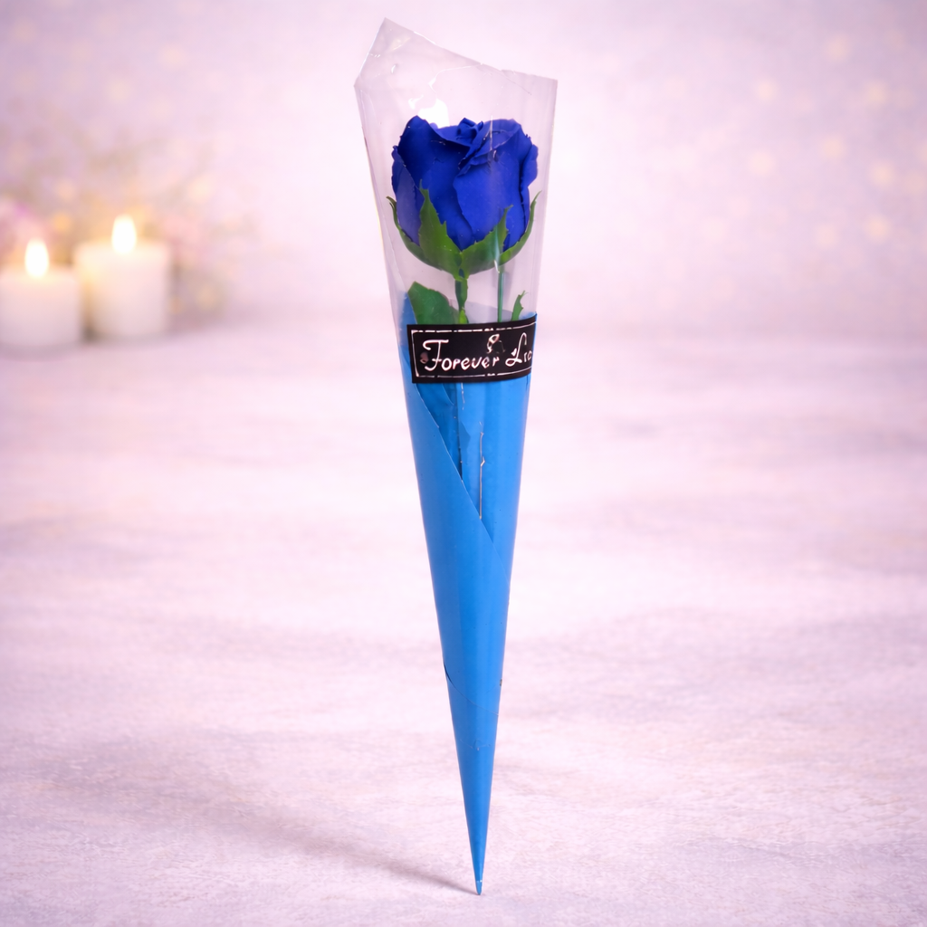 Мильна троянда на ніжці 30 см 1 шт. Синій