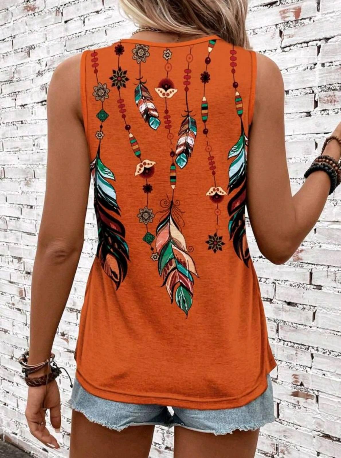 Майка женская Feathers с перьями M/L Оранжевый/Разноцветный (27304017) - фото 4 Майка женская Feathers с перьями M/L Оранжевый/Разноцветный (27304017) - фото 4