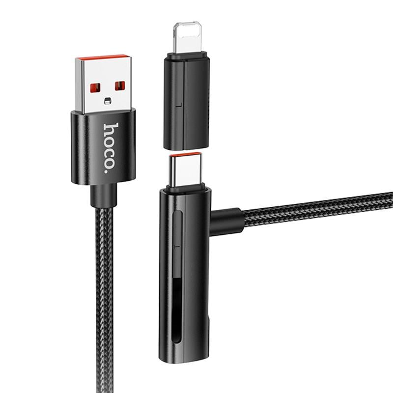 Дата-кабель Hoco U135 Incredible 2in1 USB to Lightning/Type-C 1 м Black (00000074172_1)