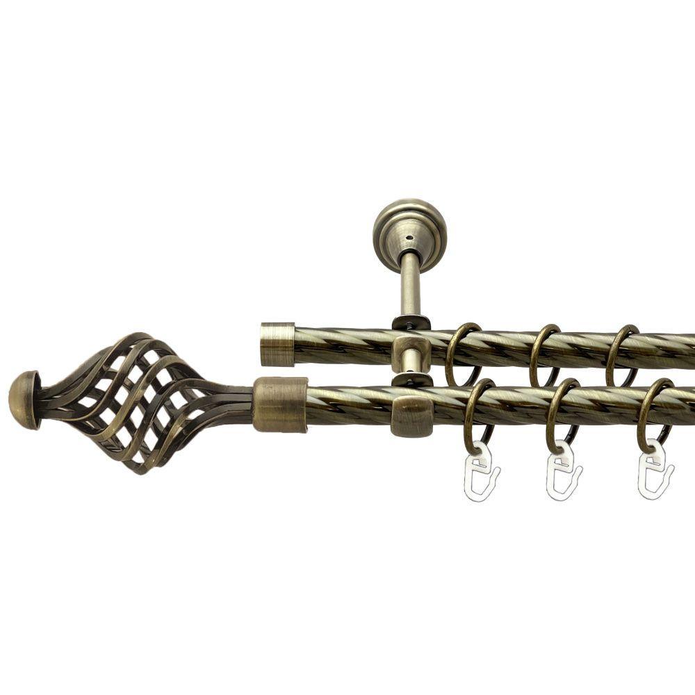 Карниз для штор Orvit Арезо крученая/крученая двухрядный 16/16 мм 240 см Антик (000-7806)