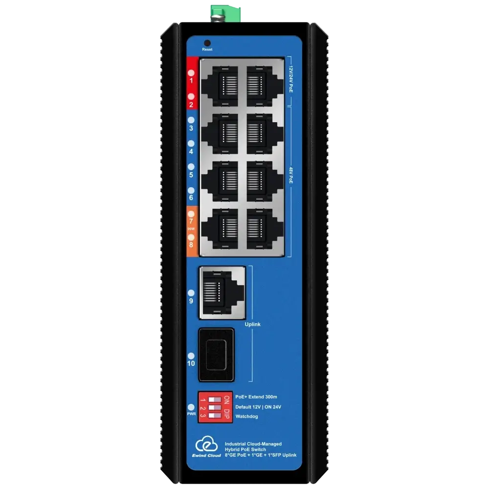 Коммутатор 10 портов управляемый облачно Ewind EW-EPIS3910SH-8GE AI PoE