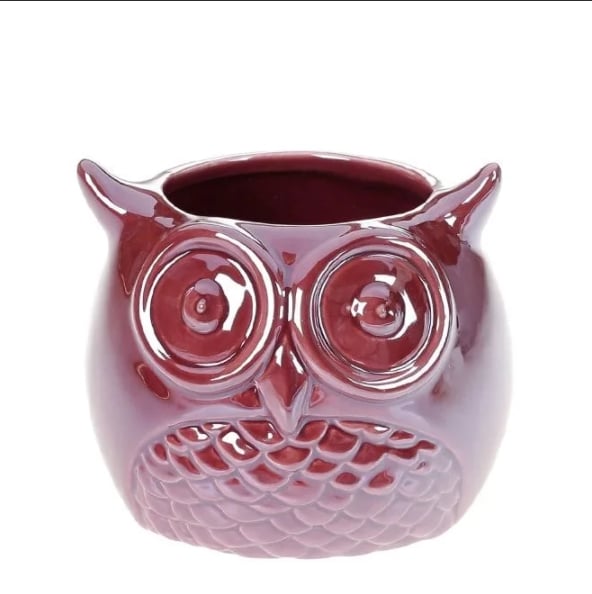 Ваза керамическая Flora Сова 10 см Бордовый (32075)