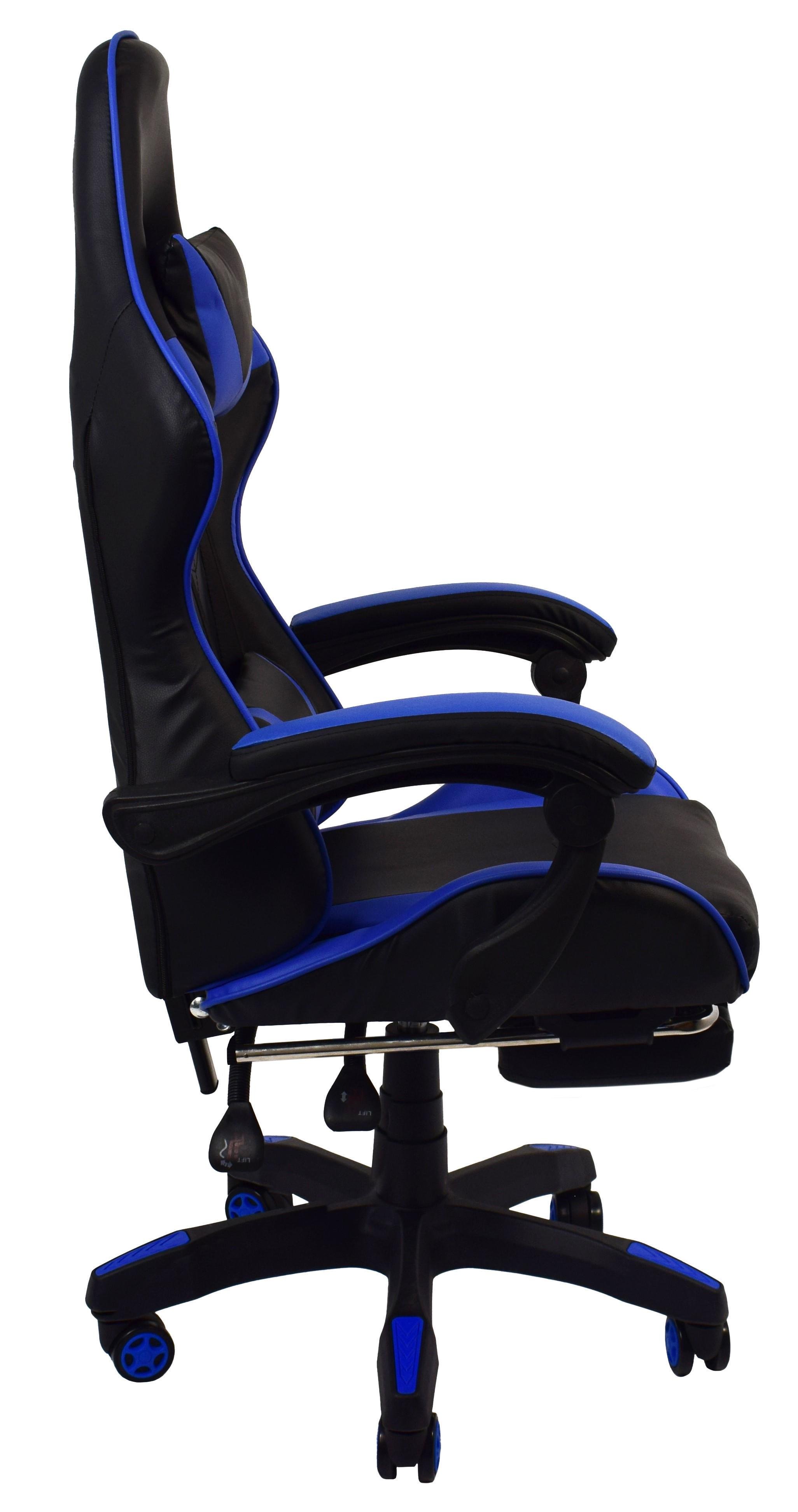 Кресло офисное компьютерное Bonro B-810 с подставкой для ног Синий (3548) - фото 14