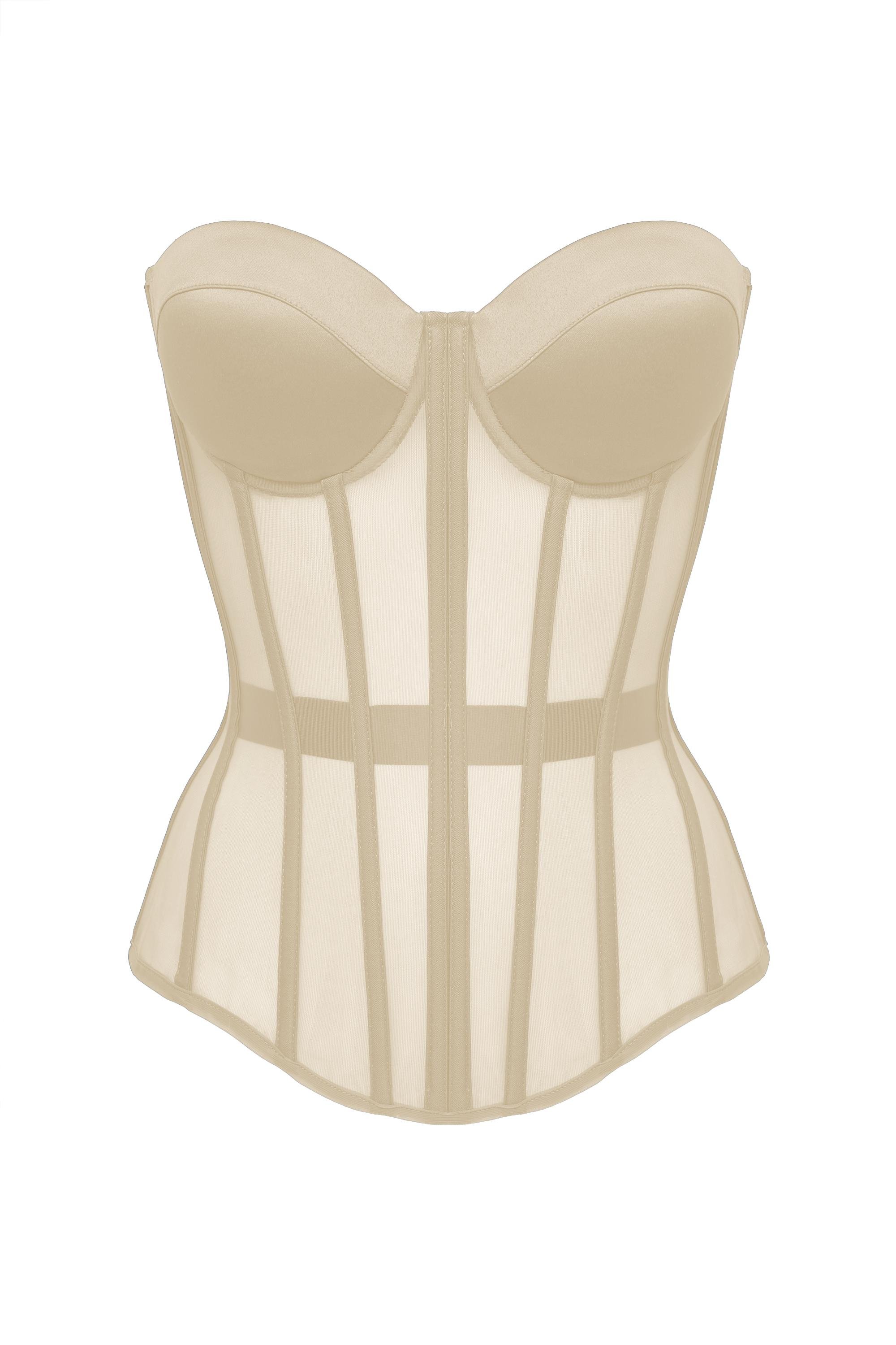 Корсет Lilu Classic з атласними чашками 80C M Бежевий (001/5)