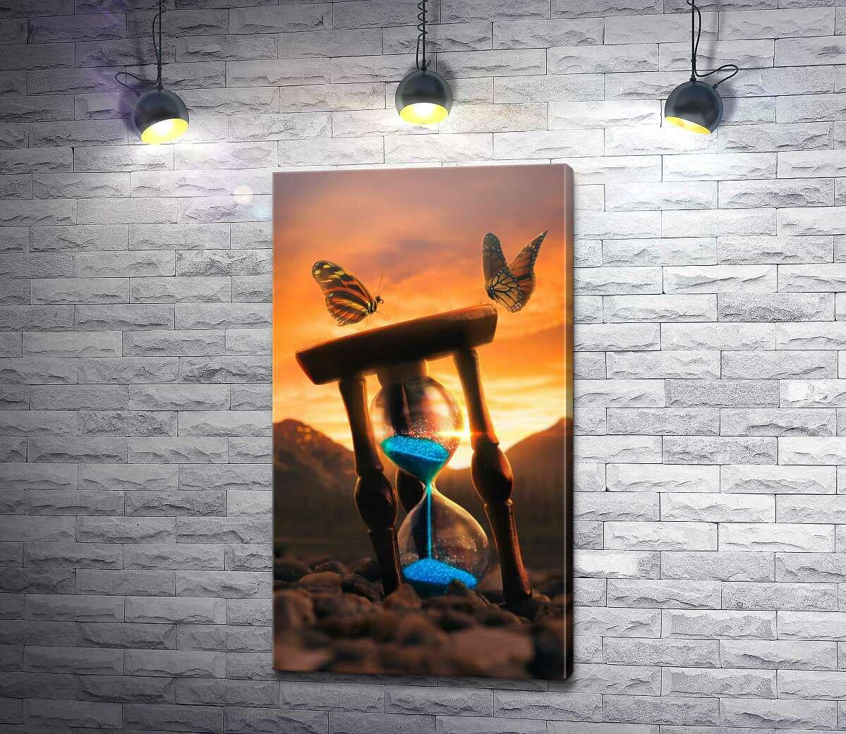 Картина ArtPoster Бабочки на песочных часах в лучах заката 73x130 см Модуль №1 (004365)