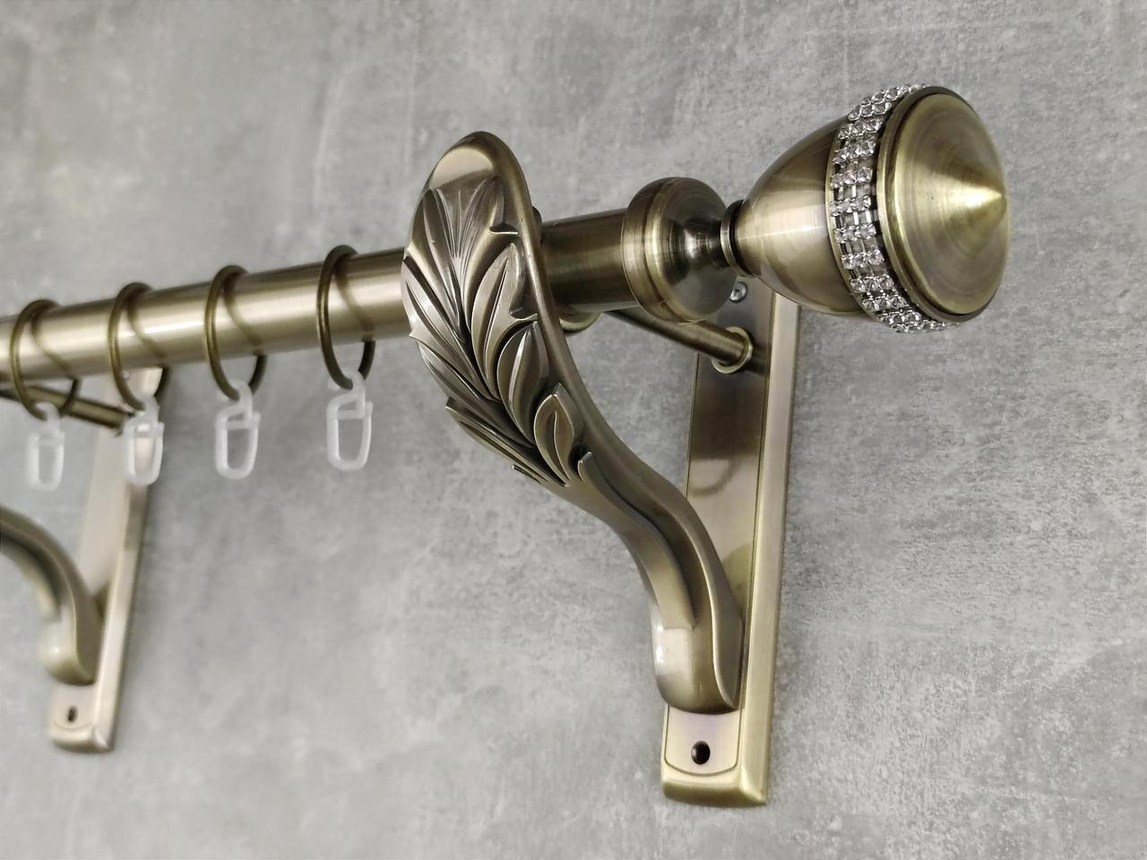 Карниз MStyle металлический для штор однорядный Етерния 25 мм гладкий 300 см Антик (5011101)