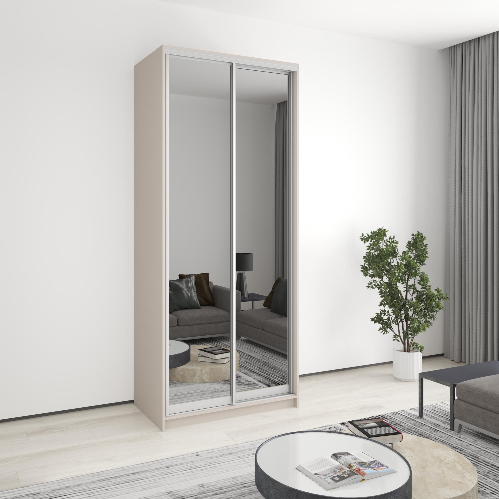 Шкаф-купе двухдверный MebelStar стандарт AL 2 зеркала 100x45x240 см Кашемир (MBS-3816)