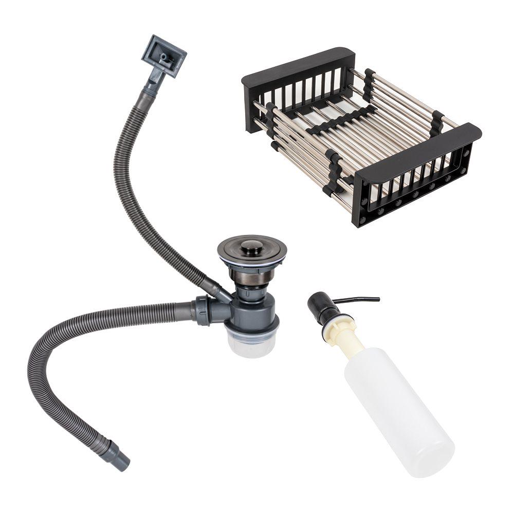 Мийка кухонна PVD Valeso Handmade сифон круглий 3,0/0,8 65х45 Чорний - фото 7 Мийка кухонна PVD Valeso Handmade сифон круглий 3,0/0,8 65х45 Чорний - фото 7