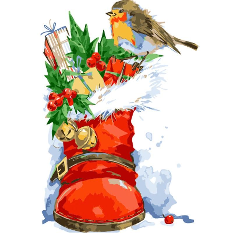 Картина по номерам Strateg Премиум Сапог с подарками 30x40 см (SS6828)