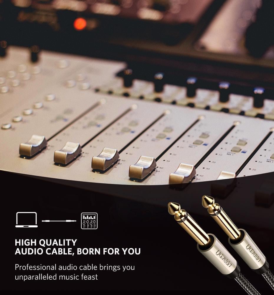 Кабель UGREEN 6.5 мм Jack-6.5 мм Jack HiFi Аудіо 6.35 мм AUX TS нейлонове обплетення 3 м Чорний (10639) - фото 10 Кабель UGREEN 6.5 мм Jack-6.5 мм Jack HiFi Аудіо 6.35 мм AUX TS нейлонове обплетення 3 м Чорний (10639) - фото 10