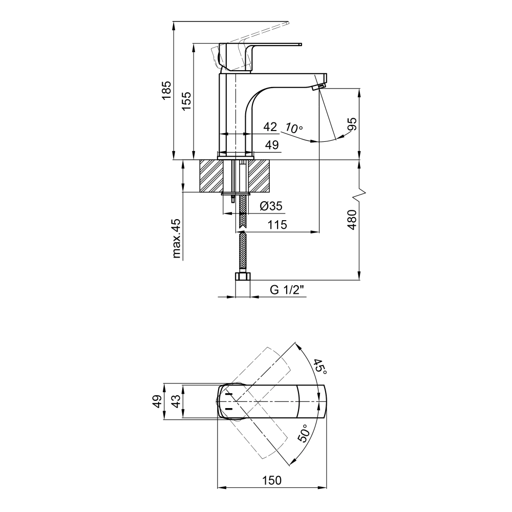 Змішувач для раковини Qtap Lipno Black Matt (QTLIPNO1023101CB) - фото 2