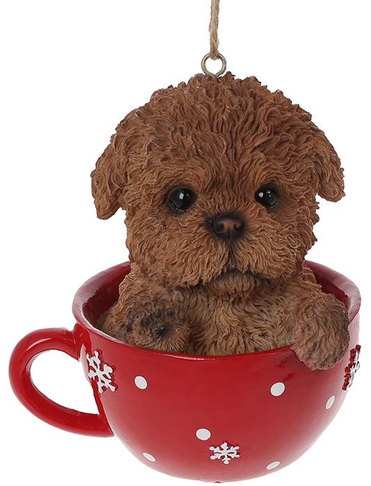 Набор подвесных фигурок Собачка в чашке полистоун 12,8 см 2 шт. (BD-913-337)