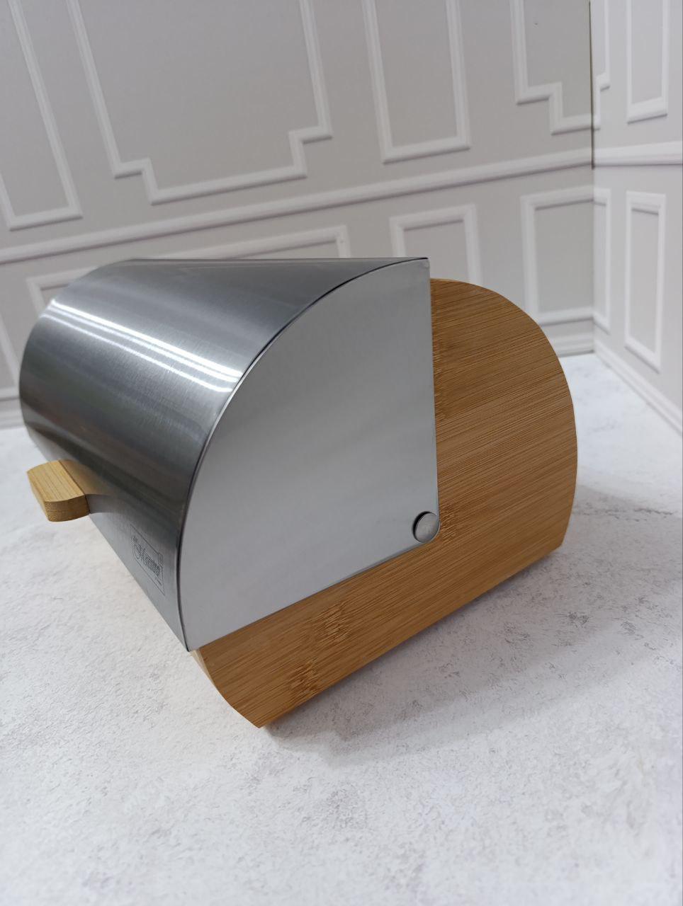 Хлібниця Maestro 1673S-MR дерев'янна з кришкою з нержавіючої сталі 37х22х17 см (1673S-MR) - фото 2 Хлібниця Maestro 1673S-MR дерев'янна з кришкою з нержавіючої сталі 37х22х17 см (1673S-MR) - фото 2