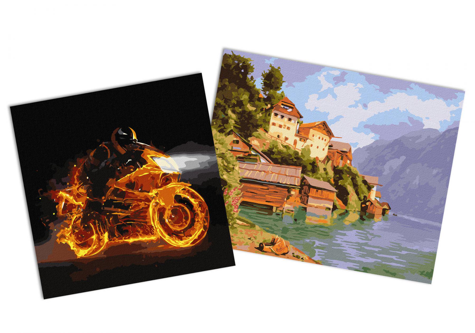 Набор картин по номерам Идейка 2в1 Уютный залив 40x50 см KHO6311 и Пылающая скорость 40x40 см KHO5029 (CKHO8175)