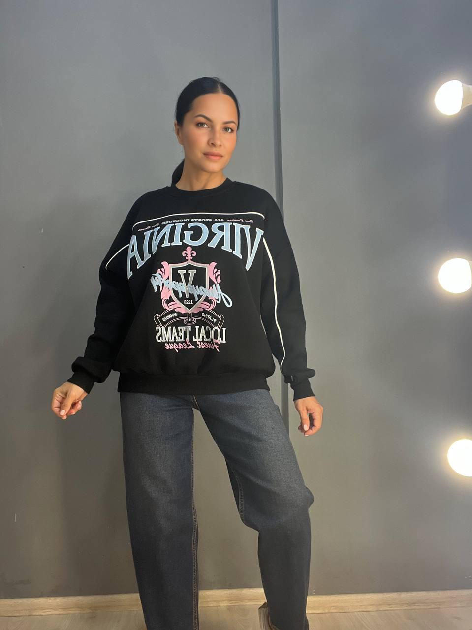 Свитшот женский OLIVIA 2468 VIRGINIA утепленный на флисе OS Черный (1107) - фото 3 Свитшот женский OLIVIA 2468 VIRGINIA утепленный на флисе OS Черный (1107) - фото 3