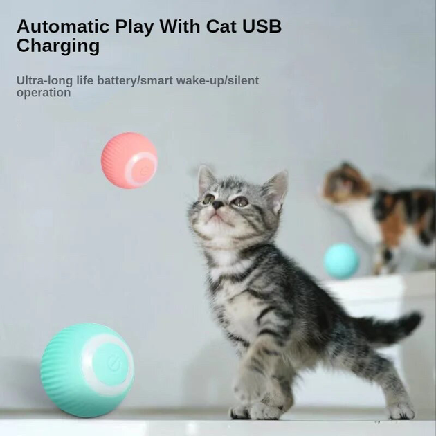 М'ячик Smart інтерактивний PetGravity для котів і маленьких собак з USB Blue - фото 13